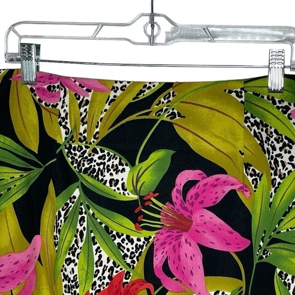 ILYSE HART LTD Farm Rio Style Vintage Cotton Tropical Knee Length Skirt Size 8 - Picture 3 of 8